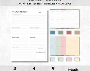 Yearly Review Printable: A4/Letter Reflection Template (Instant Download PDF)