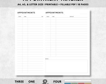 Appointment Tracker Printable: Minimalist Planner (A4/A5/Letter Size PDF)