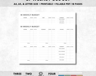 Bi-Weekly Budget Planner, A4/A5/Letter, Printable Template (PDF)