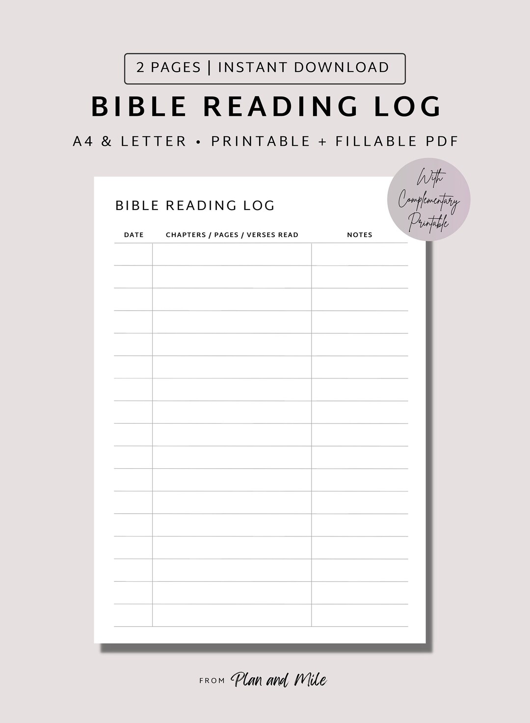 Bible Reading Log Printable Bible Reading Tracker Bible - Etsy