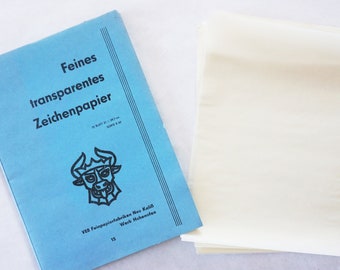 Vintage DDR Transparent-Papier A4-Format 1980er Jahre Antik-Papiere durchsichtig durchscheinend, 20 Blätter