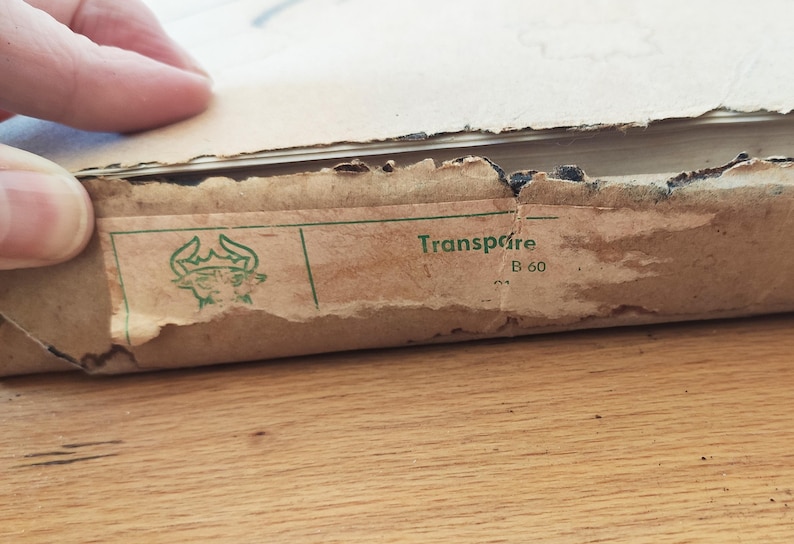 Puede incluir: Primer plano de una caja de cart&oacute;n marr&oacute;n con una etiqueta verde que dice "Transpa&iuml;re B 60". La etiqueta tambi&eacute;n presenta una ilustraci&oacute;n verde de una cabeza de toro.