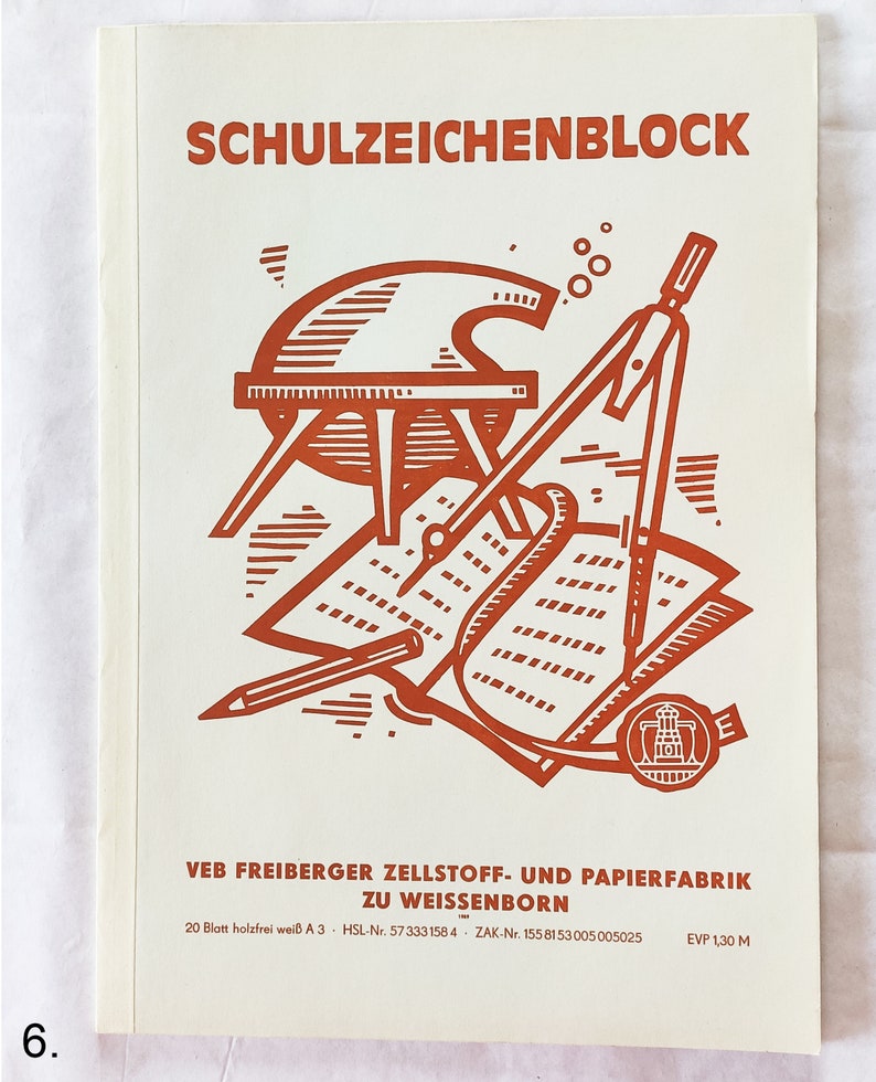 Vintage DDR Zeichenblock A3-Format weißes Papier 1960er-1980er Jahre, VEB Freiberger Papierfabrik Bild 9