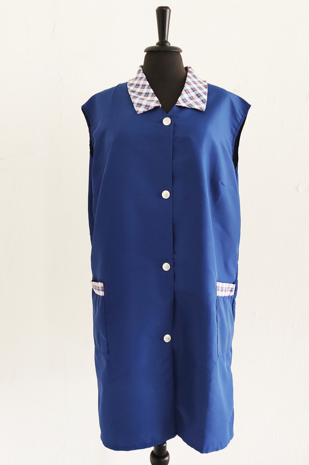 GDR Smock Apron NYLON DEDERON Apron Smock 1970s Blue Etsy