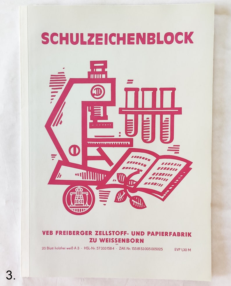 Vintage DDR Zeichenblock A3-Format weißes Papier 1960er-1980er Jahre, VEB Freiberger Papierfabrik Bild 6