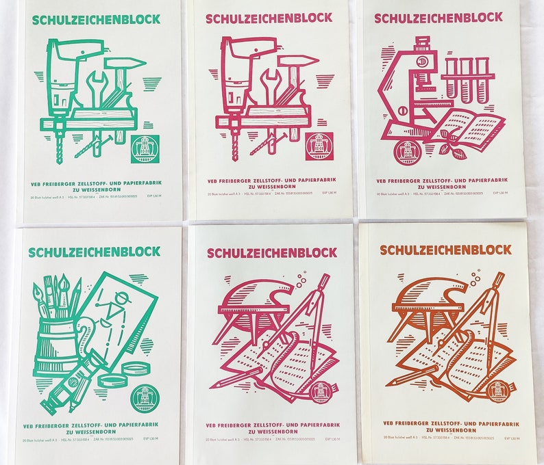 Vintage DDR Zeichenblock A3-Format weißes Papier 1960er-1980er Jahre, VEB Freiberger Papierfabrik Bild 1