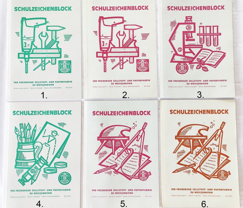 Vintage DDR Zeichenblock A3-Format weißes Papier 1960er-1980er Jahre, VEB Freiberger Papierfabrik Bild 10