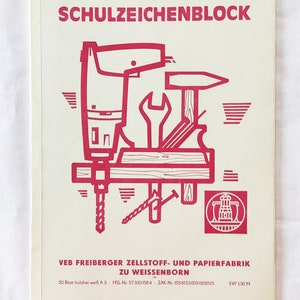 Vintage DDR Zeichenblock A3-Format weißes Papier 1960er-1980er Jahre, VEB Freiberger Papierfabrik Bild 5