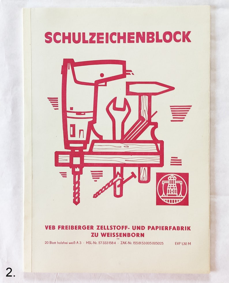 Vintage DDR Zeichenblock A3-Format weißes Papier 1960er-1980er Jahre, VEB Freiberger Papierfabrik Bild 5