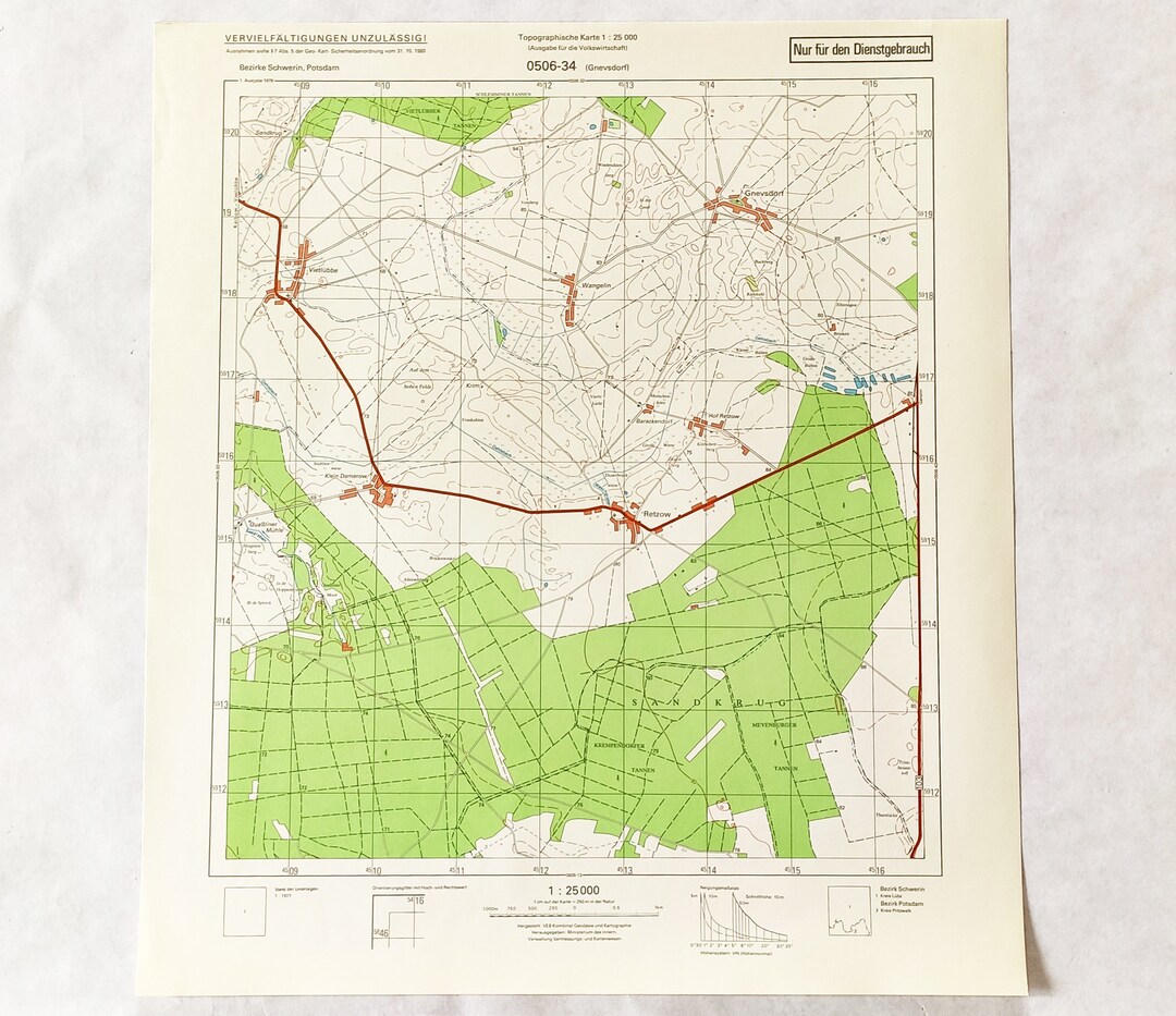 GDR Map Ministry of the Interior State Security VEB Combine for Geodesy 