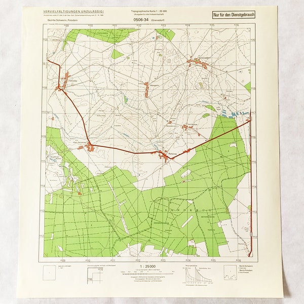 DDR-Landkarte Ministerium-des-Innern Staatssicherheit VEB-Kombinat-für-Geodäsie-und-Kartographie Schwerin Potsdam 1978