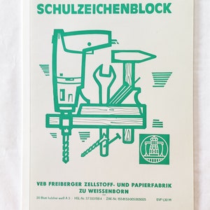 Vintage DDR Zeichenblock A3-Format weißes Papier 1960er-1980er Jahre, VEB Freiberger Papierfabrik Bild 4