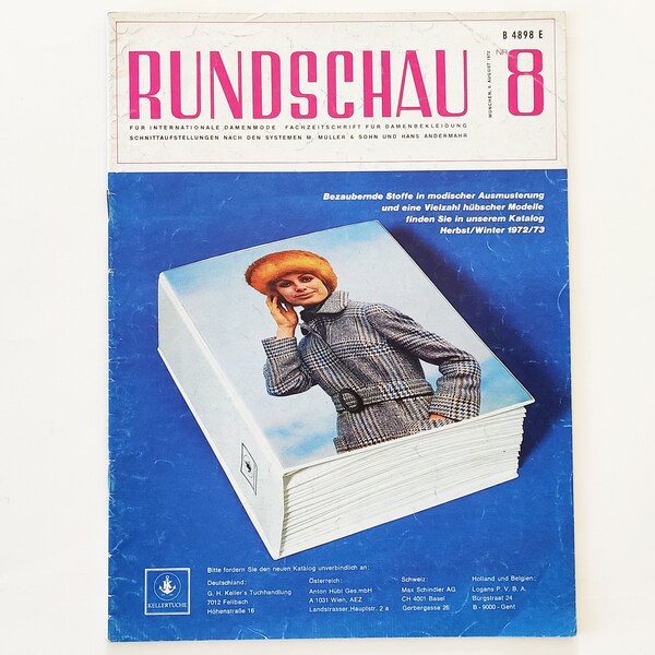 Vintage RUNDSCHAU 8/1972 Modezeitschrift Dirndlmode Trachtenkostüme Festkleidung Tageskleider