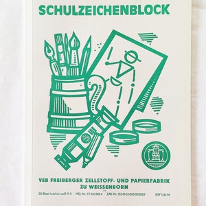 Vintage DDR Zeichenblock A3-Format weißes Papier 1960er-1980er Jahre, VEB Freiberger Papierfabrik Bild 7