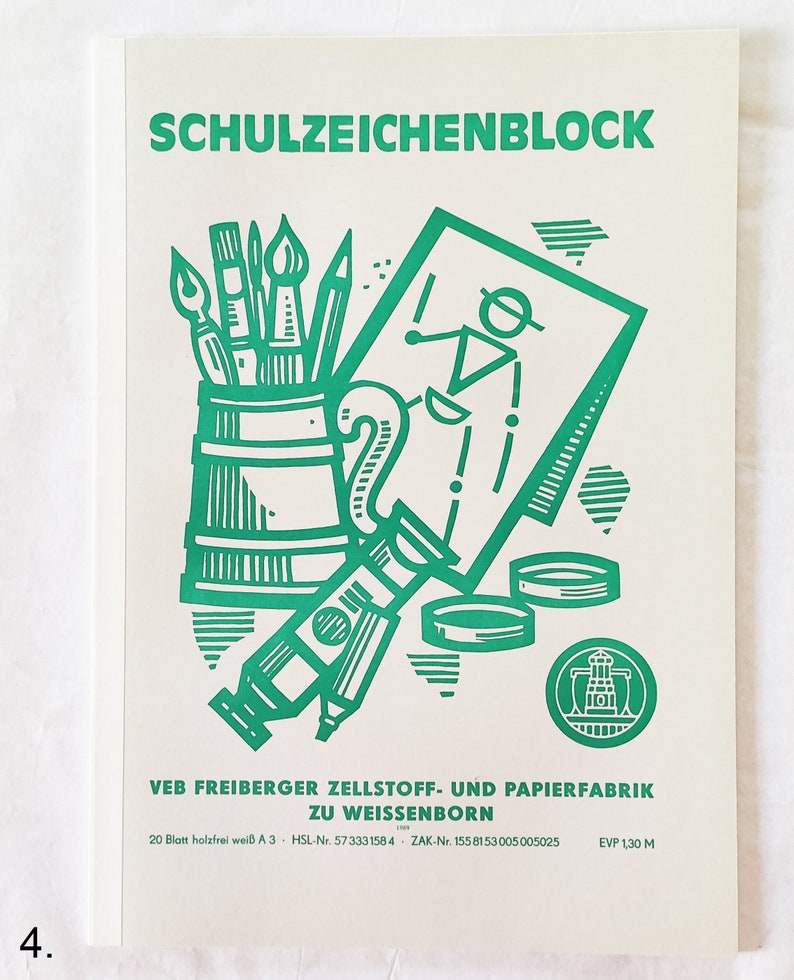 Vintage DDR Zeichenblock A3-Format weißes Papier 1960er-1980er Jahre, VEB Freiberger Papierfabrik Bild 7