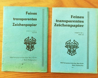 Papel de dibujo transparente antiguo de Alemania Oriental, formato A4, década de 1980, papeles antiguos, transparente, 2 piezas