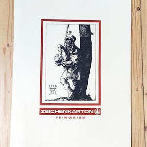 Vintage DDR Zeichenkarton Zeichenblock, XXL Papier, weiß 1960er-1980er Jahre, A2 Grösse 42x60cm 17x24inch