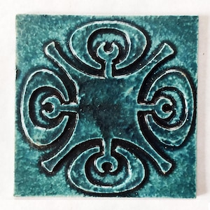 DDR fake tiles with ornamental pattern 34 pieces, 1970/80s vintage retro, collector's item