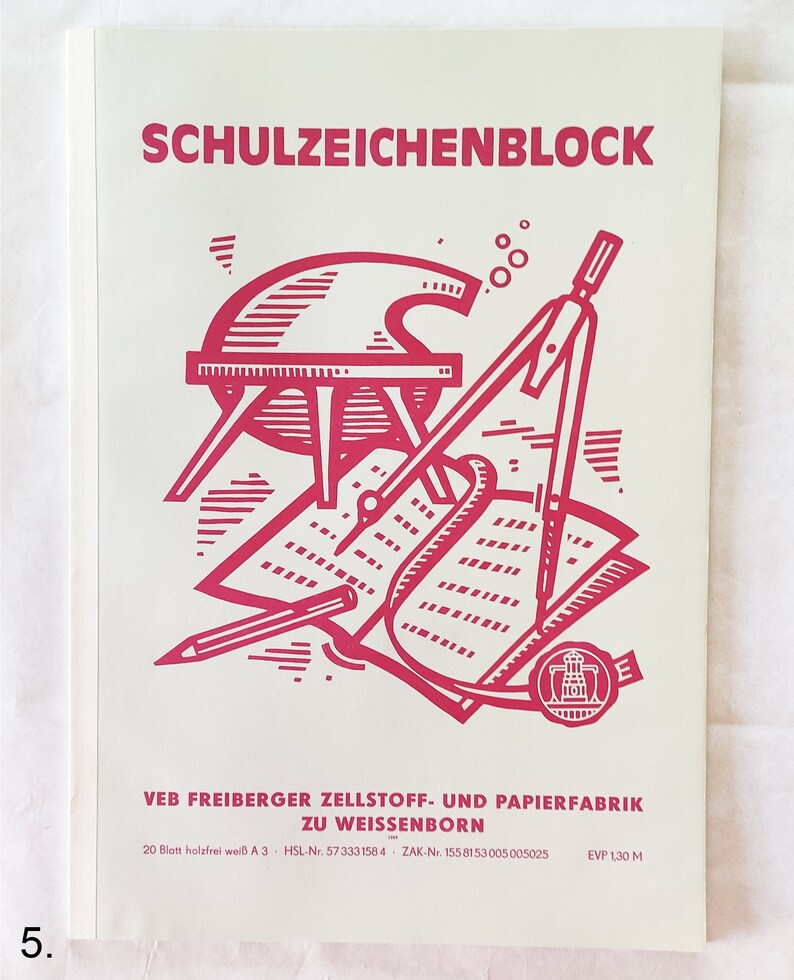 Vintage DDR Zeichenblock A3-Format weißes Papier 1960er-1980er Jahre, VEB Freiberger Papierfabrik Bild 8