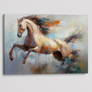 Graceful Elegance - Contemporary Oil Painting of a Running Horse Canvas Print