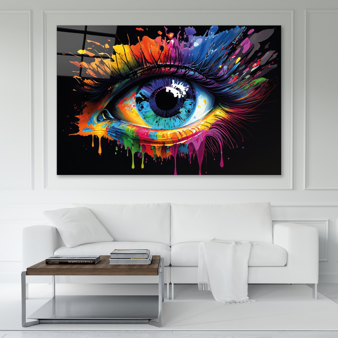 Abstract Eye Wall Art Print Colorful Eye Tempered Glass Etsy