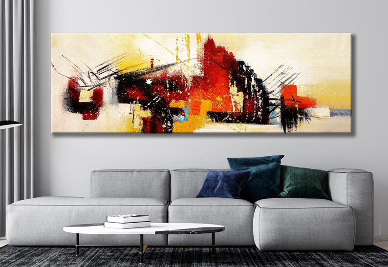 Colorful Abstract Extra Large Canvas Wall Art, Extra Large Panoramic