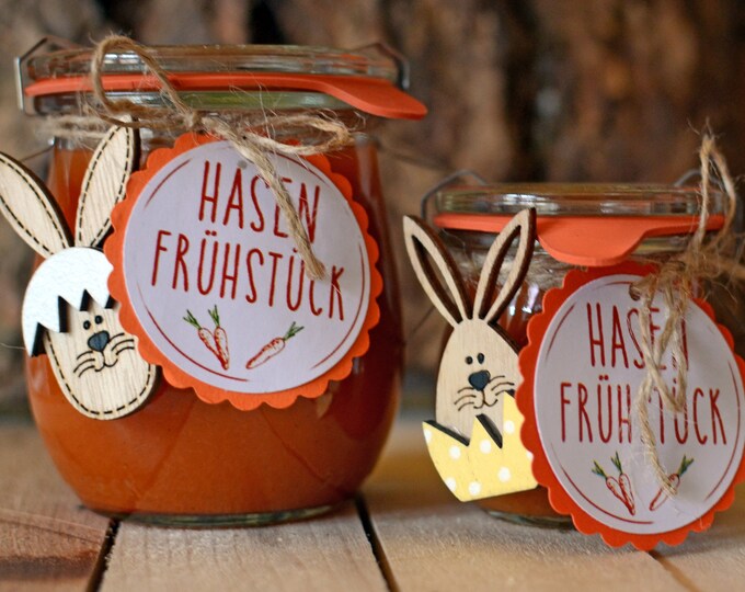 Hasenfutter Marmelade zu Ostern Mitbringsel / Geschenk im Glas To Go