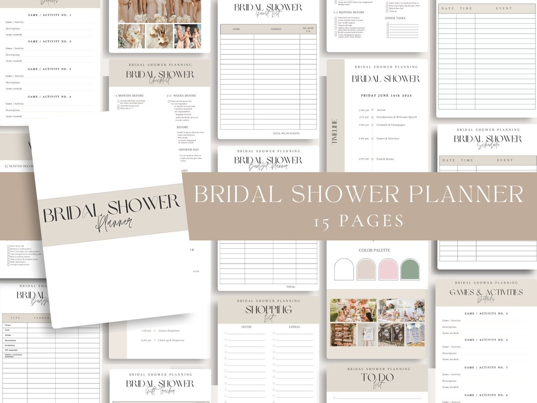 Bridal Shower Planner Printable Bridal Shower Party Planner Etsy