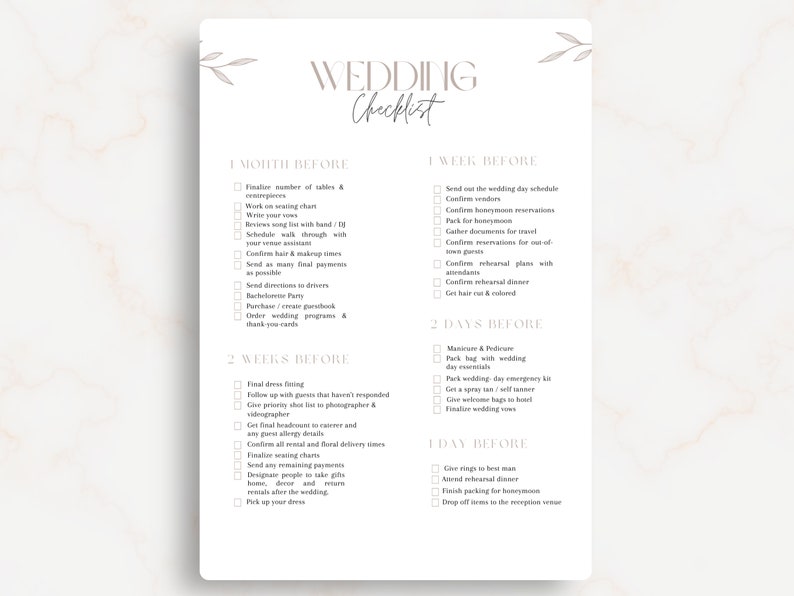 Wedding Planning Checklist Wedding Plan Checklist Wedding Etsy