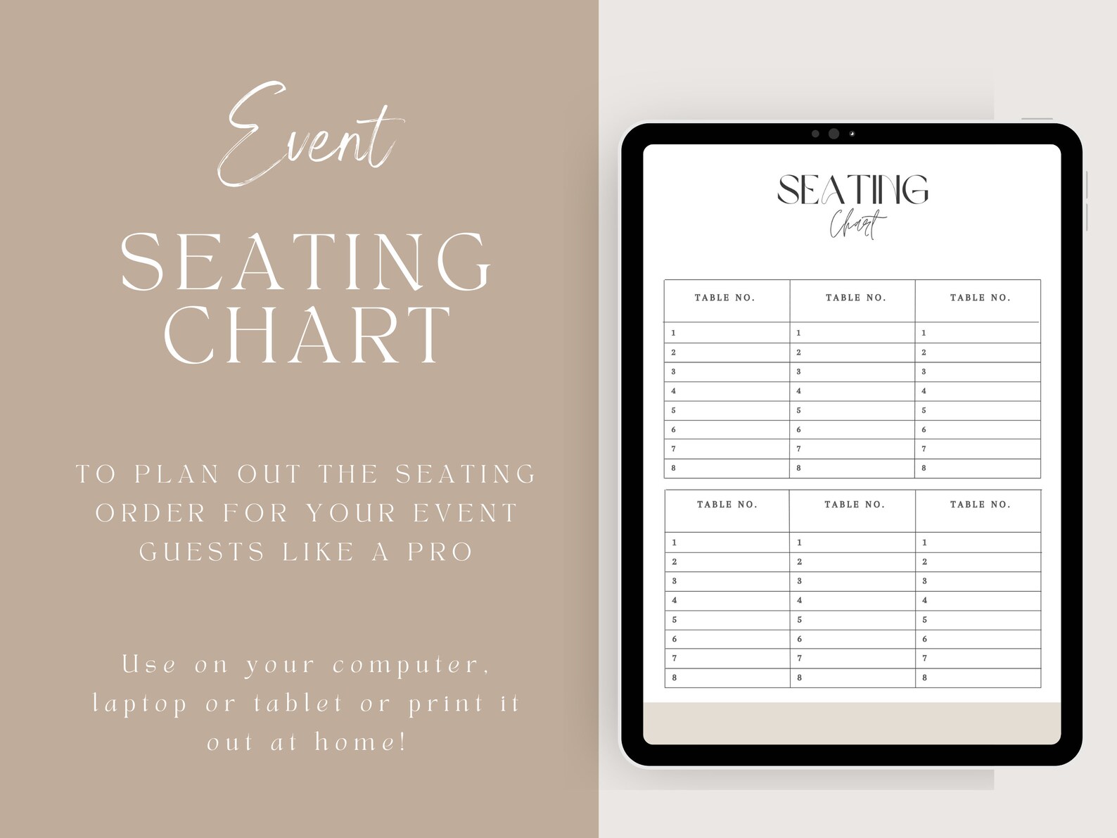 Event Seating Chart Template Download Seating Chart Printable Etsy