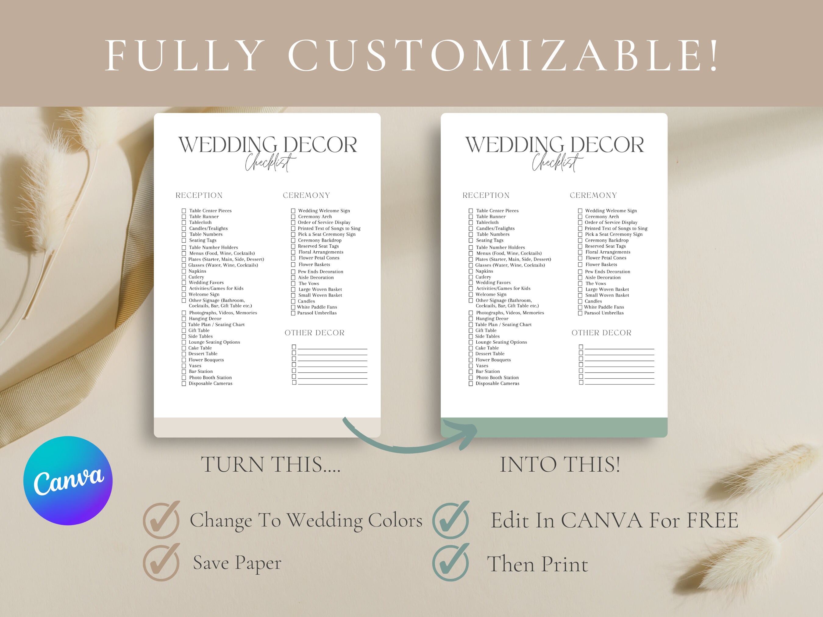 Wedding Decor Checklist Printable Wedding Decor Checklist Template
