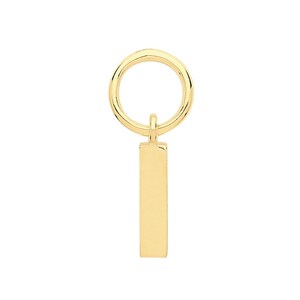 May include: A gold-colored pendant with a rectangular bar design. The pendant has a circular loop at the top, connected to the bar. The jewelry is likely made of gold and is displayed against a white background.