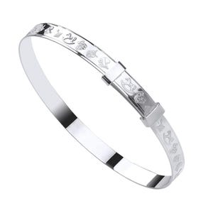 Premium Quality 925 Silver Baby Bangle Bracelet | Expandable Christening Baby Bracelet, Keepsake Gift | Newborn, Baby Shower, Birthday Gift