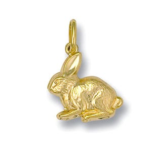 9K Gold Bunny Rabbit Pendant. Dainty Gold Bunny Charm. Solid Gold Animal Lovers Hare Pendant. Memorial Pendant. Spring & Easter Charm Gift
