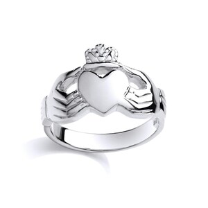 Silver Claddagh Ring | Gents- Ladies Heart Hands Crown Ring | Delicate Celtic Symbol Unisex Promise Ring | Traditional Irish Love Ring
