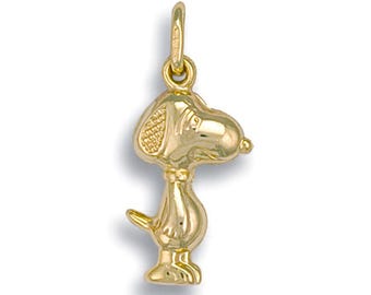 9K Gold Snoopy Dog Pendant | Snoopy Dog Charlie Brown Comic Charm Pendant | Snoopy Fan Jewellery | Genuine 9K Gold Hallmarked Pendant