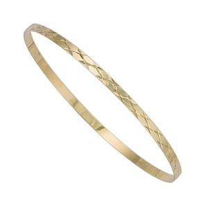 9K Gold Slave Bangle | Premium Quality Diamond Cut 3mm Stacking Bangle | 9K Gold Hallmarked | Gift For Women, Her, Mother, Wife and Friend