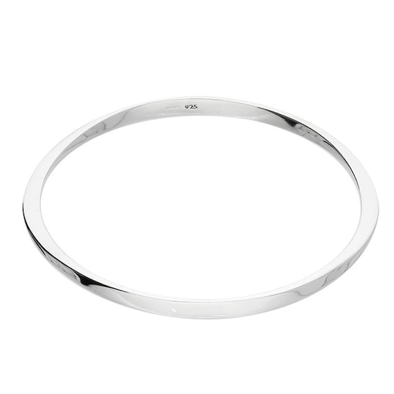 Solid Silver Bangle | Sterling Silver Twist Stackable Bangle