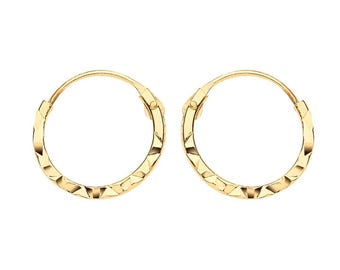 9ct Gold 12.5mm Hinged Sleeper Hoop Earrings – Solid 9k Gold UK Made