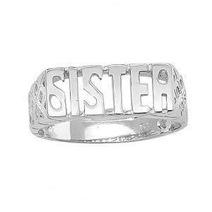 Bague soeur en argent. Bague familiale pour femme. Chevalière en argent pour femme. Bague assortie pour soeurs. Cadeau d&#39;anniversaire pour amis, soeur et demoiselle d&#39;honneur