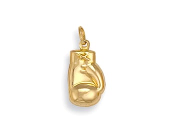 9K Gold Boxing Glove Pendant. Diamond Trace Chain. 3D Kick Boxer Charm Pendant | Gift For Father, MMA Fighter, Punch Boxer, Athlete, Coach,