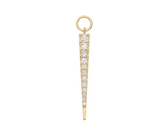 9K Gold Spike Earrings Charm | Single 24mm Detachable CZ Hoop Charm | Small Huggie, Hoop, Bracelet & Pendant Charm | Jewellery Making Supply
