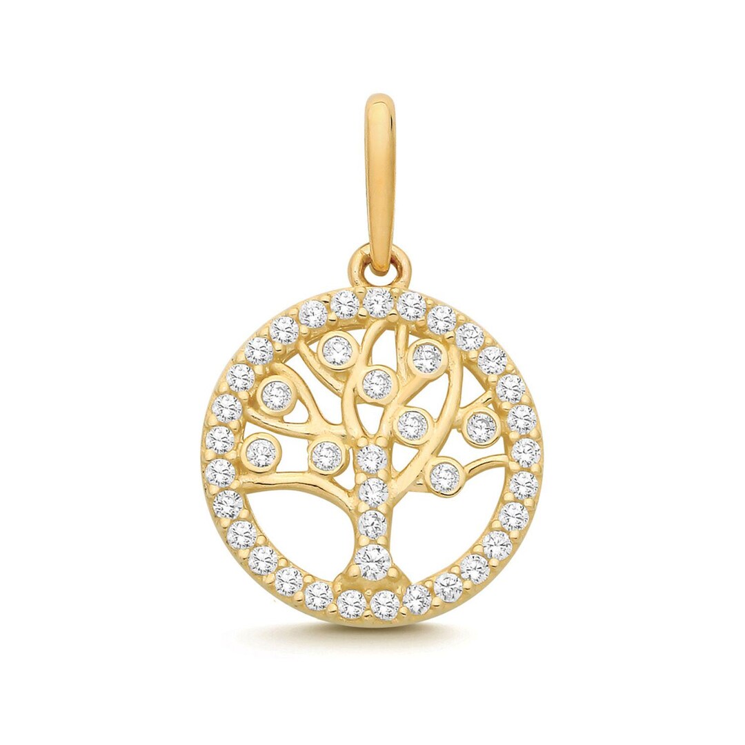 9K Solid Gold Tree of Life Charm | Sparkling Family Heritage Pendant ...