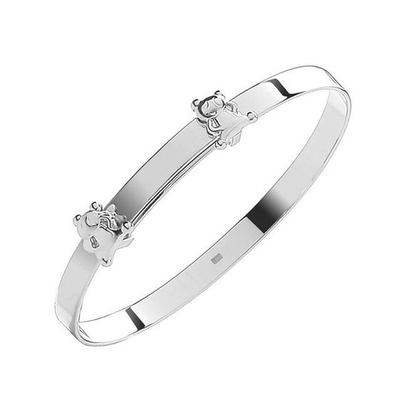 Diamond Cut Baby or Toddler Bangle Bracelet - 925 Sterling Silver -  Expandable - REO Company Wholesale Fine Jewelry