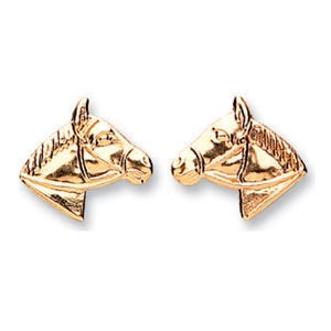 9K Yellow Gold Horse Stud Earrings | Equestrian Cowgirl Stud |  Earrings for Women | Unique Horse Lover Rodeo Jewellery | Gold Studs for Her