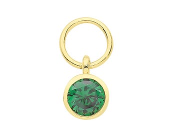 9K Gold Birthstone Earring Charm: Dainty CZ Gemstone Drop, Single Earring Add-On  (Hoops NOT Included)