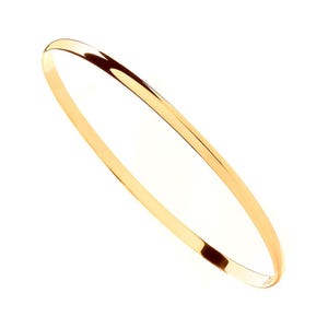 Premium Plain D-Shape Ladies Gold Bangle. 9K Gold Bracelet for Women. Minimalist Gold Stack Bangle. Gift for Woman, Her, Mum, & Girlfriend