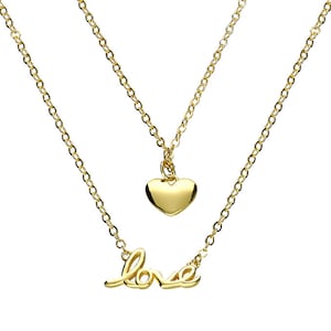 Personalised Love Heart Necklace | Minimalist Layering Heart Charm Necklace | Double chain Necklace | Gift for Women, Her | Friendship Gift