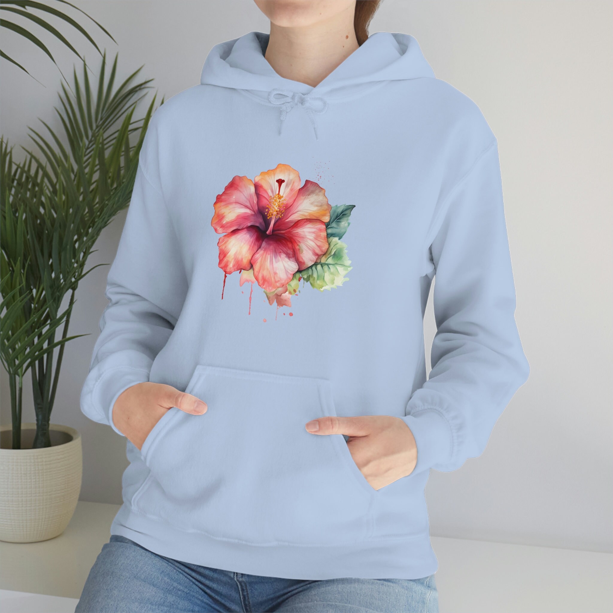 Gold hibiscus print hoodie clearance
