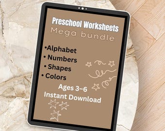 Megapaquete de hojas de trabajo imprimibles para preescolar: Alfabeto, números, formas y colores (Descarga en PDF)
